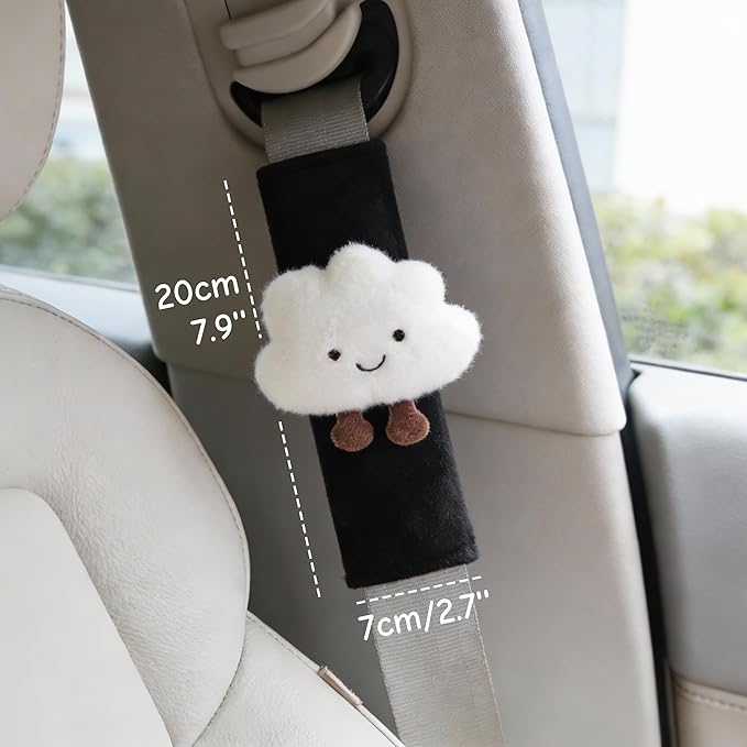 2/4 PCS Cute Seat Belt Cover Pads, Cartoon Cloud Seatbelt Covers for Kids and Adults, Soft Seatbelt Cushion, Car Seat Strap Pads (4)