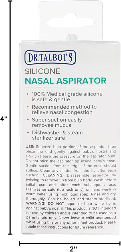 Dr. Talbot's Nasal Aspirator for Babies - Silicone - with Storage Case - Blue Elephant