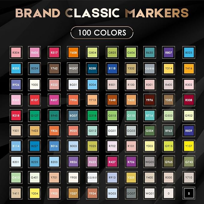 Caliart Markers, 100 Colors Dual Tip Art Markers Sketch Pens Permanent Alcohol Based, with Case for Adults Artists Drawing Illustration Sketching Coloring (White Barrel)