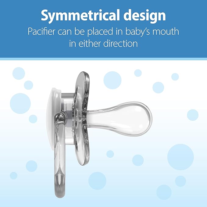 Dr. Brown's Advantage Baby Pacifier, Fully Symmetrical Soother with Soft Silicone Bulb, Scooter Squirrel, 6-18m, BPA Free, 2 Pack