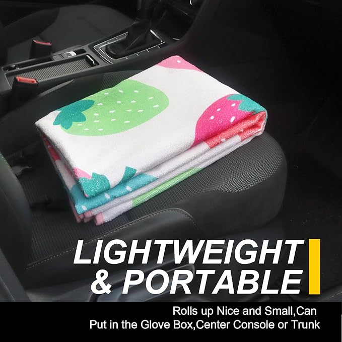 Back Seat Cover for Car Trucks Van SUV,Waterproof Rear Bench Towel Seat Covers for Dogs and Kids,Automotive Backseat Protector (Strawberry)