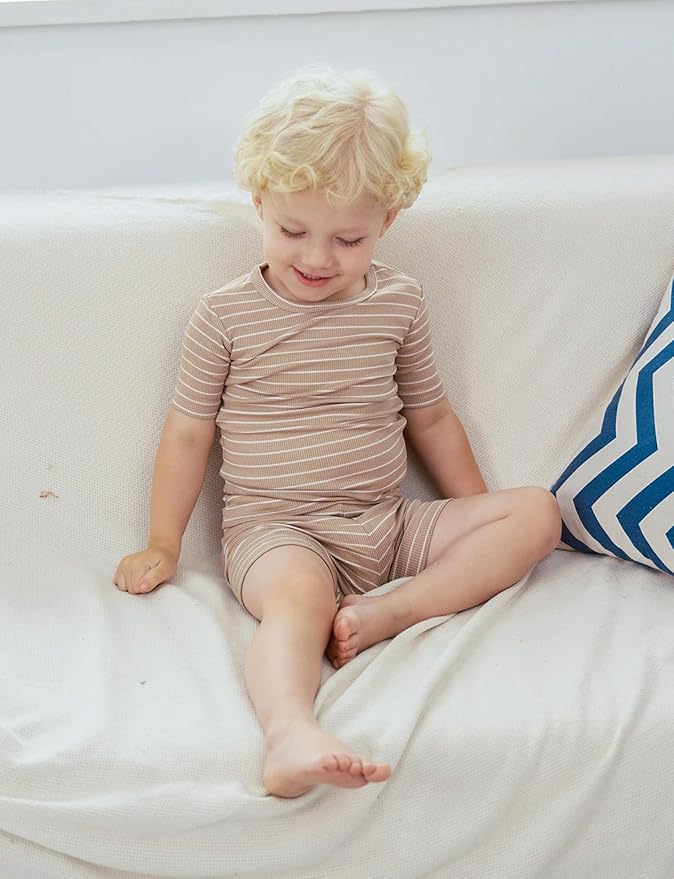 AVAUMA Stripe Pattern Baby Boys Girls Pajama Set Kids Toddler Snug fit Ribbed Sleepwear pjs for Daily Life Style
