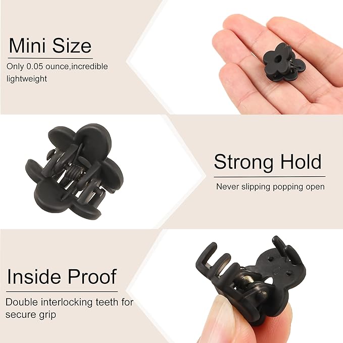 Ivyu Small Claw Hair Clips for Women Girls - 10 Pcs Mini Flower Hair Clips Tiny Claw Clips for Thin Hair Strong Hold Cute Jaw Clip Nonslip Hair Styling Accessories