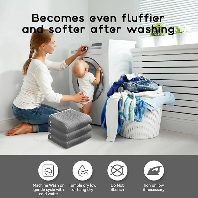 2 Pack Baby Hooded Bath Towel - 100% Muslin Cotton, 32x32 Inch, Gray & Blue with White Trim, Soft Absorbent Newborn Infant Toddler Towel