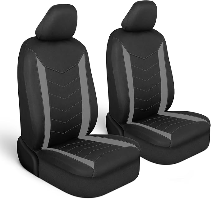 Motor Trend SpillGuard Seat Covers for Cars Trucks SUV – Gray Seat Covers with Waterproof Neoprene Lining, Automotive Car Seat Covers for Front Seats Only, Forros Para Asientos de Carro