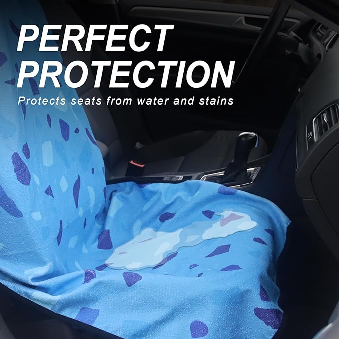 Sweat Towel Car Seat Cover Protector Front Seats for Gym Workout, Running, Swimming, Beach and Hiking, Waterproof Universal Seat Cover for Car, Truck, Van & SUV (2pcs Front Seat)