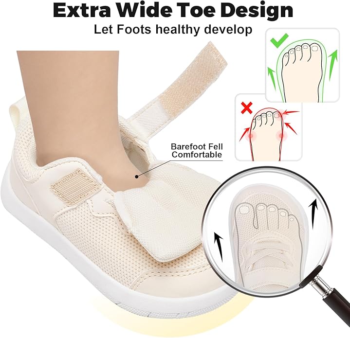 Wide Toe Box Toddler Shoes Baby First Walking Shoe Boys Girls Non-Slip Zero Drop Minimalist Tennis Sneakers