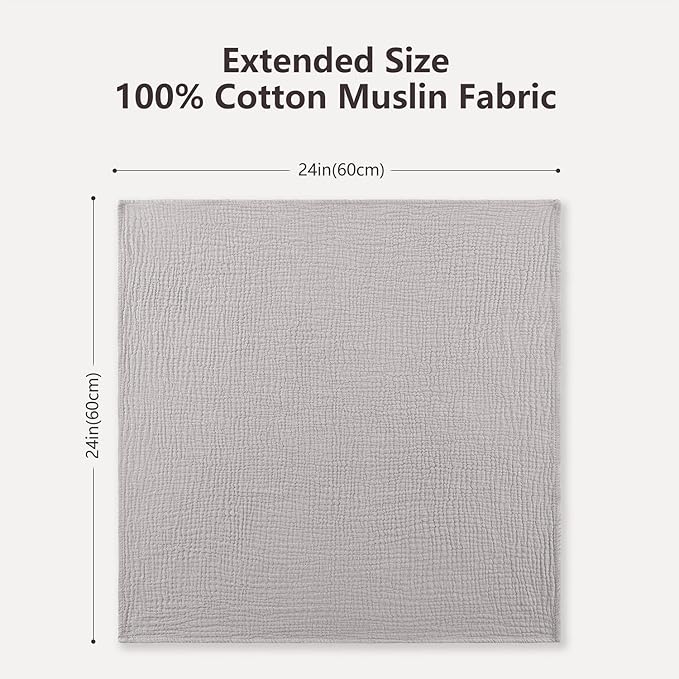 Susurration Muslin Burp Cloths 24x24 Inches Ultra Soft 100% Cotton, 4 or 7 Pack Baby Washcloths for Newborn, Absorbent Burp Rags & Swaddle Blankets