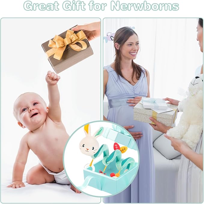 FATI Car Seat Toys for Babies 0-6 Months, Stroller & Crib Toys with Squeaker Rattles - Ideal Gifts