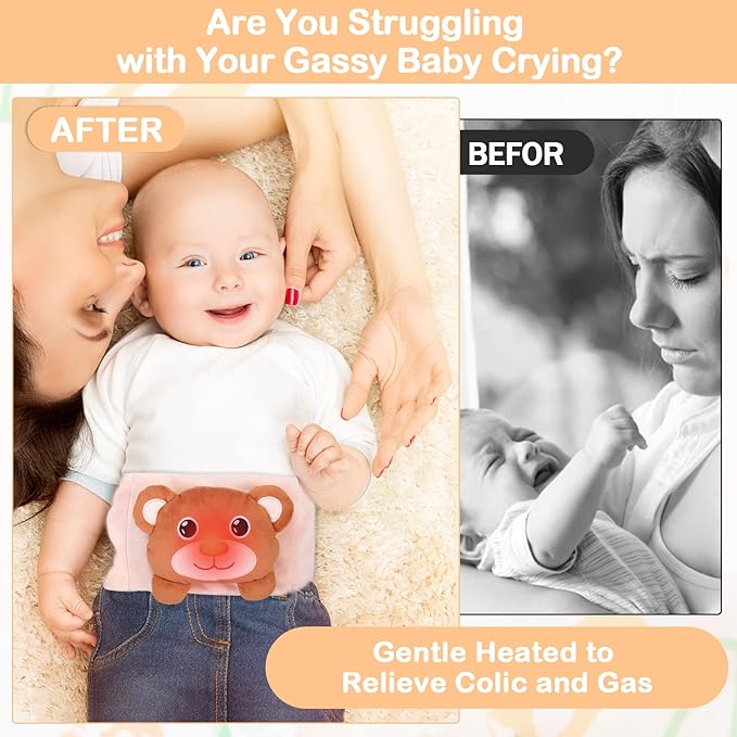 Baby Colic, Gas and Upset Stomach Relief - Heigoeost Newborns Heating Pad Colic Belly Belt for Babies Gas & Colic Tummy Relief, Baby Heated Tummy Wrap for Colic, Gas, Upset Stomach Infants Relief