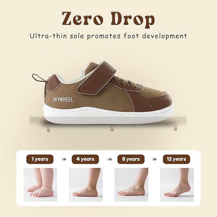 SKYWHEEL Toddler Wide Toe Box Barefoot Shoes Boys Sneakers Kids Tennis Shoes Comfort Lightweight Zero Drop Walking Shoe for Indoor/Outdoor Play