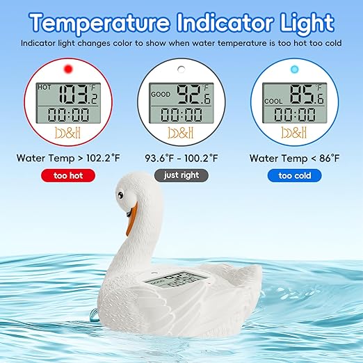 b&h Baby Bath Thermometer, Swan Digital Infant Bathtub Thermometer - Reliable Temperature Readings - Easy to Read Screen - Waterproof, Safe Floats in Water Toy, Newborn Must Haves