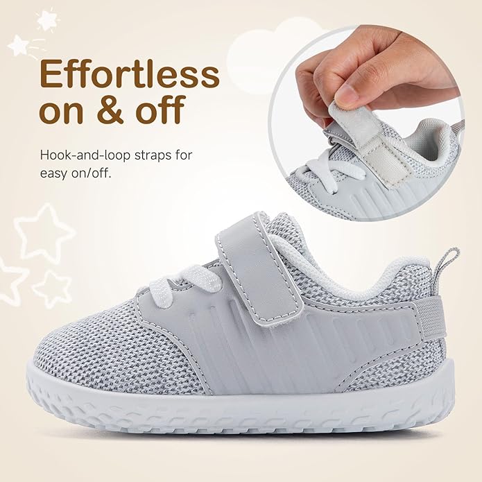 HIITAVE Toddler Sneakers Lightweight Boys Girls Barefoot Shoes for Walking Running Tennis Playing