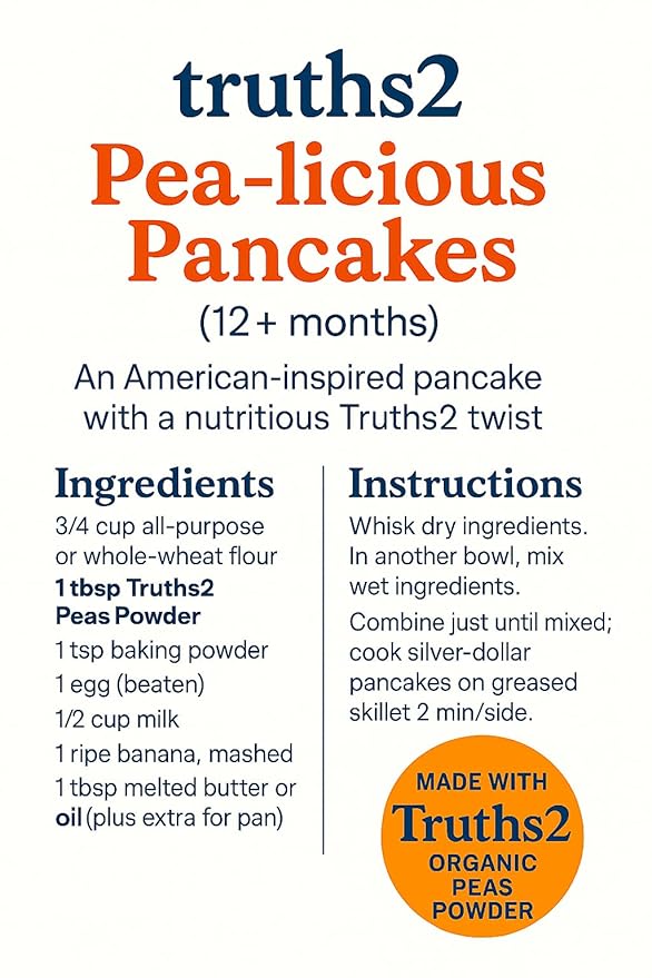 Organic Freeze-Dried Peas Food Powder, Stage 1 Baby Puree Mix for Infants & Toddlers, Organic Powder for Early Veggie Introduction & Family Meals