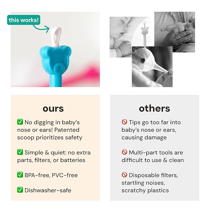 oogiebear: Baby Nose Cleaner & Ear Wax Removal Tool - Safe Booger & Earwax Removal for Newborns, Infants, Toddlers - Dual-Ended - Essential Baby Stuff, Diaper Bag Must-Have, Orange & Seafoam with case