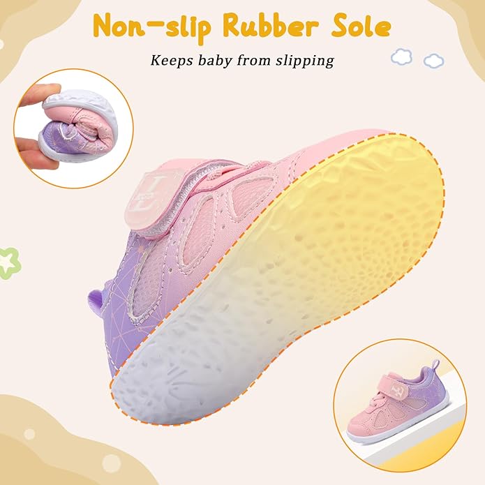 L-RUN Baby Shoes Boys Girls First Walkers Breathable Infant Sneakers Flexible Non-Slip Sole Walking Shoes for Toddlers