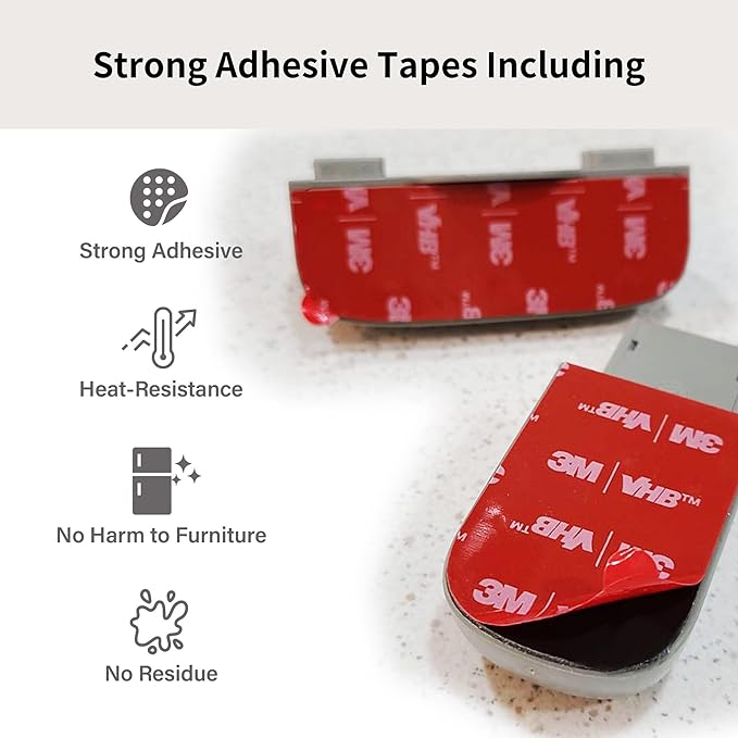 Fridge Lock for Kids, Refrigerator Lock Child Proof, Freezer Latches to Keep Door Closed, One Handed Operation, Strong Adhesive Tapes Included, Grey