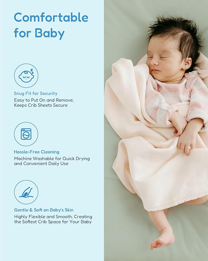 Crib Sheets 2 Pack, Fitted Crib Sheet for Standard Crib Mattress 28x52x9, Ultra Soft Jersey Knit, Breathable Stretchy Deep Pocket, Snug Fit Stays Put, Baby Crib Mattress Sheet