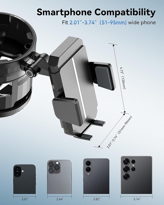 3-in-1 Universal Wheelchair Cup Holder for Walker, 360° Rotating Phone Holder with 2 Drink Holder for Bike, Rollator, Stroller, Scooter, Seniors, Bicycle, Safe and Stable, Black