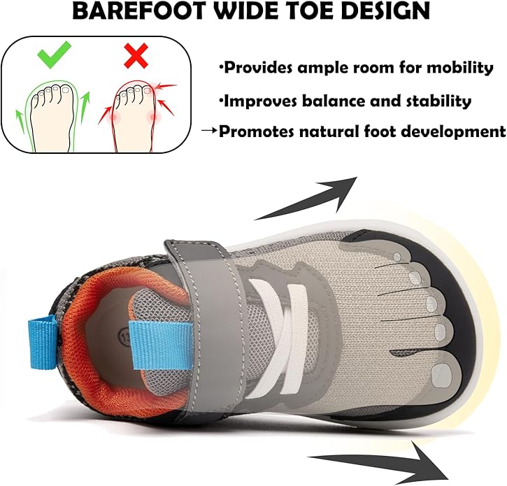 MORENDL Wide Toddler Shoes Baby Walking Shoes Boys & Girls Barefoot Sneakers Zero Drop Comfort Tennis Running Outdoor Activities