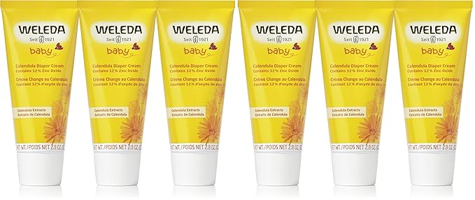 Weleda Baby Calendula Diaper Cream, 2.8 Fluid Ounce (Pack of 6), Plant Rich Protection with Calendula, Chamomile, Sweet Almond Oil, Lanolin and Zinc Oxide