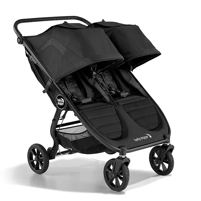 Baby Jogger City Mini GT2 All-Terrain Double Stroller Jet Black Perfect for Newborn and Toddler Compatible with Britax Cybex Graco and Maxi Cosi Infant Car Seats