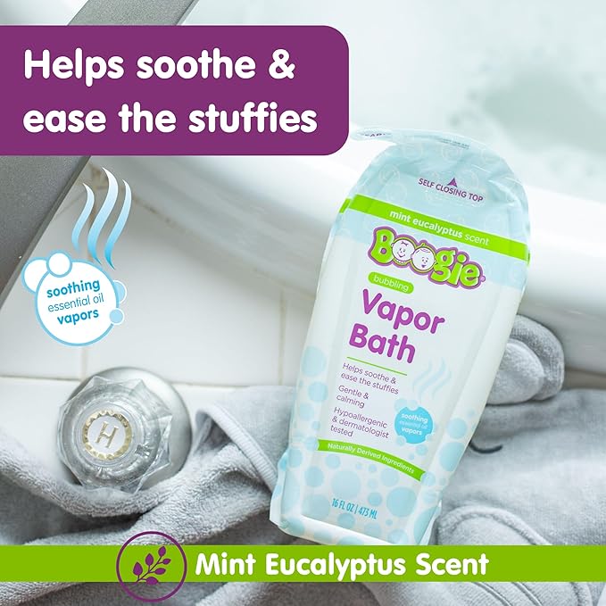 Boogie Kids Botanical Bubble Bath, Soothing Vapor, Made with Natural Essential Oils, Mint Eucalyptus, 16 oz (Pack of 1)