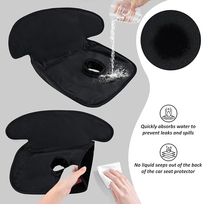 INFANZIA Dry Seat, Car Seat Protector Waterproof Carseat Liner Potty Training Toddlers, Baby and Infants, Piddle Pad for Carseats Strollers (Black, 2 Packs