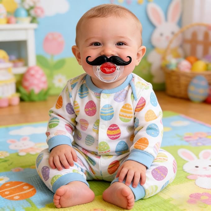 Funny Baby Pacifiers,Mustache Pacifiers 0-18 Months for Babies,Mustache Binky,Gift for Newborns,Infants,Toddlers,Baby Boys,BPA Free(Mustache Pacifiers)