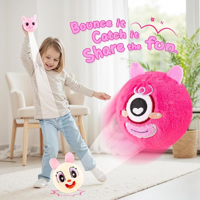 ZOOJOY 3 Pcs Plush Bouncy Balls for Toddlers and Kids, 3-Inch High Bounce Sensory Toys Featuring Unicorn, Bunny & Monster, Soft Game Balls Gift for Girls 6 Months+, Indoor & Outdoor Play
