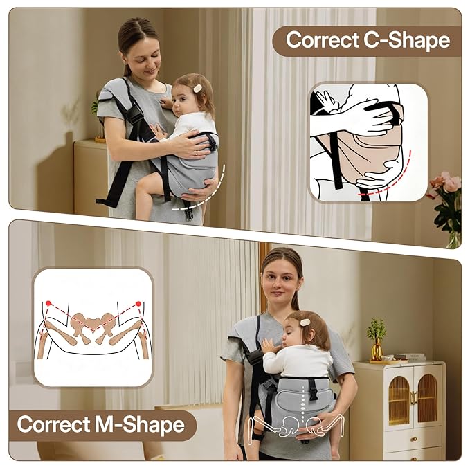 HORUMP Baby Carrier Newborn to Toddler, Baby Sling Carrier,Adjustable & Lightweight Toddler Carrier 25-60 lbs,Ideal for Home,Shopping,and Travel-Grey