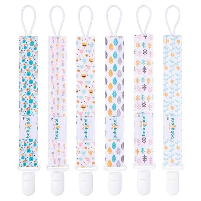 babygoal Pacifier Clips, 6 Pack Binky Paci Holder Leashes Fits for Most Pacifiers and Binkies 6PS35
