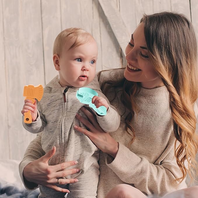 TYRY.HU Baby Teething Toys for Babies, Baby Teether Toys, BPA Free Silicone Baby Molar Teether Chew Toys, Hammer Wrench Spanner Pliers for Boys Girls, Soft-Textured, Easy to Hold & Clean, 4 Packs