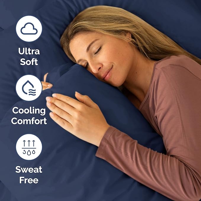 Short Queen RV Size 4 Piece Sheet Set - Comfy Breathable & Cooling Bed Sheets Set - Hotel Luxury Bedding for Women, Men, Kids, Teens, Boys & Girls - Deep Pockets & Ultra-Soft - Oeko-Tex - Navy Blue