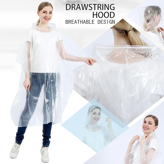 Disposable Rain Ponchos for Kids 6 Pack/Adults 10 and 6 Pack/Ponchos Family 6 Pack Extra Thicker Emergency Ponchos