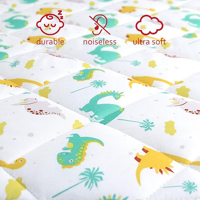 Pack and Play Sheets Fitted, Breathable Thick Playard Lovely Print Cover 39"×27"×5" Compatible with Graco Pack n Play, Dinosaur