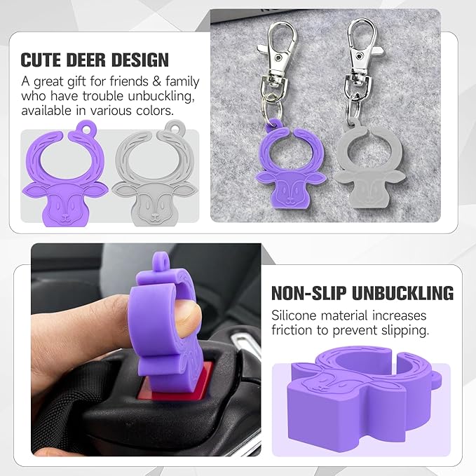 MORLIKE LIVING Silicone Buckle Release Tool, Unbuckle Assistant, Easy Buckle Release Aid for Parents and Caregivers to Unbuckle (Purple-Grey)
