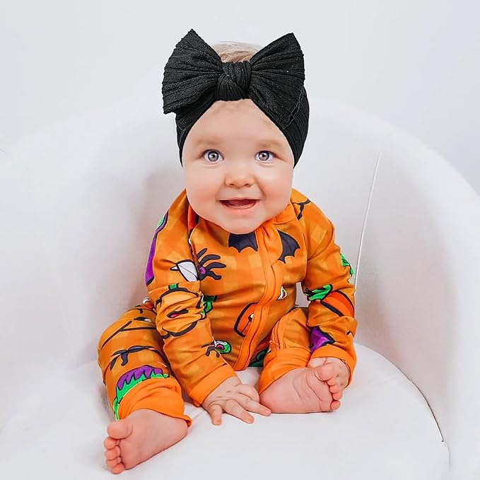 LemonSpace Handmade Baby Girls Bows Soft Stretchy Nylon Hair Bands Hair Accessories Baby headbands with Bows for Newborn Baby Girls Infant Toddlers Kids(Black)