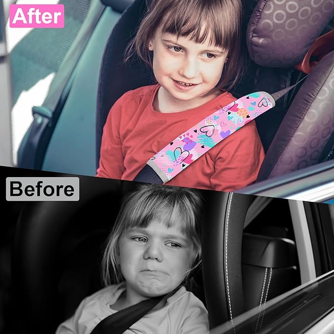 Seat Belt Cover Pad for Baby, Soft Seatbelt Cushion Covers for Kids 2Pcs Car Seat Strap Shoulder Pads for All Car Seats, Stroller, High Chair