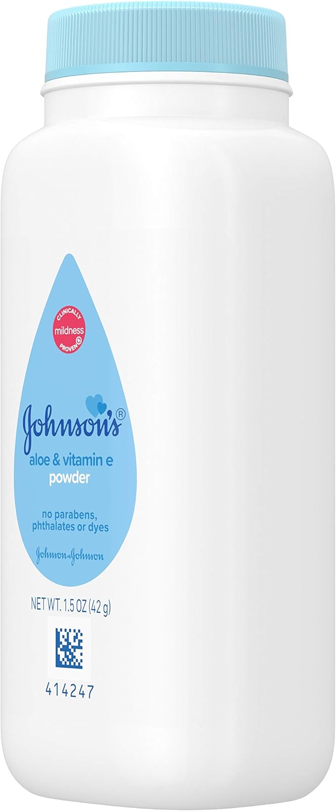 Johnson's Baby Cornstarch Baby Powder, 1.5 oz | Naturally Derived | With Aloe & Vitamin E | For Delicate Skin | Hypoallergenic