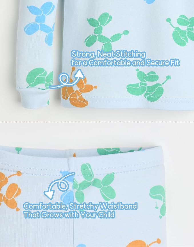 moimoln Sibling Matching 6M-8Y Soft Warm Cotton Modal Character Long Sleeve Snug-Fit Pajama Long Sleeve Sleepwear Daily