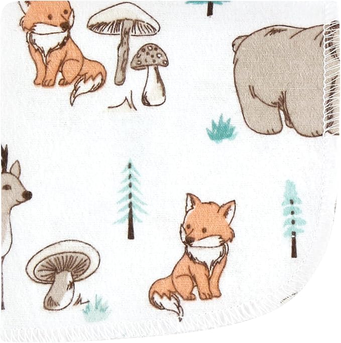 Hudson Baby Unisex Baby Flannel Washcloths, Neutral Woodland Pals 10Pk, One Size