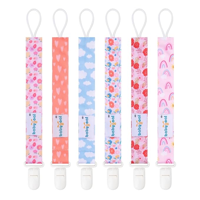 babygoal Pacifier Clips, 6 Pack Pacifier Holder Fits Most Pacifiers and Binkies 6PS36