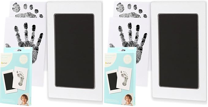 Pearhead M/L Clean-Touch Baby Ink Pad, No Mess Inkless Baby Safe Ink, DIY Handprint and Footprint Keepsake, Black, Medium/Large (Pack of 2)