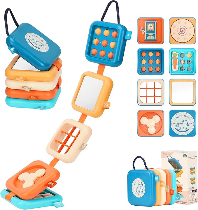 Busy Board for 1 Year Old, Travel Toys for Toddler 1-3 on Plane Car, Montessori Busy Board Busy Cube, Toys for 1 Year Old Boy Girl, Valentine Gifts for Kids