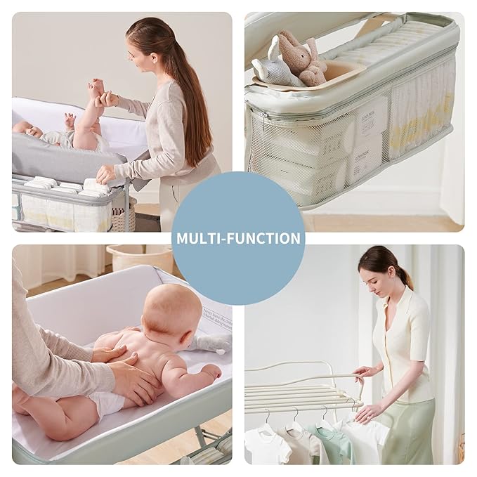 Sweeby Portable Baby Changing Table, Foldable Diaper Changing Station with Waterproof Pad, Mobile Nursery Organizer for Infant & Newborn Essentials, Black