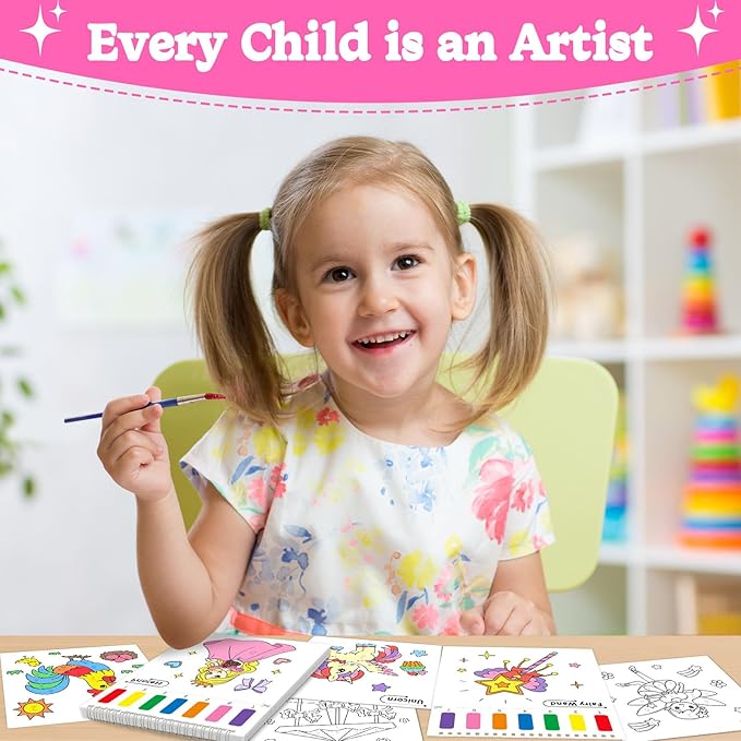 SOCOLER Paint with Water Coloring Books for Toddlers, Princess Theme Mess Free Watercolor Painting Papers for Kids Water Color Paint Kit Art Craft Birthday Gift for Ages 1-3, 4-8