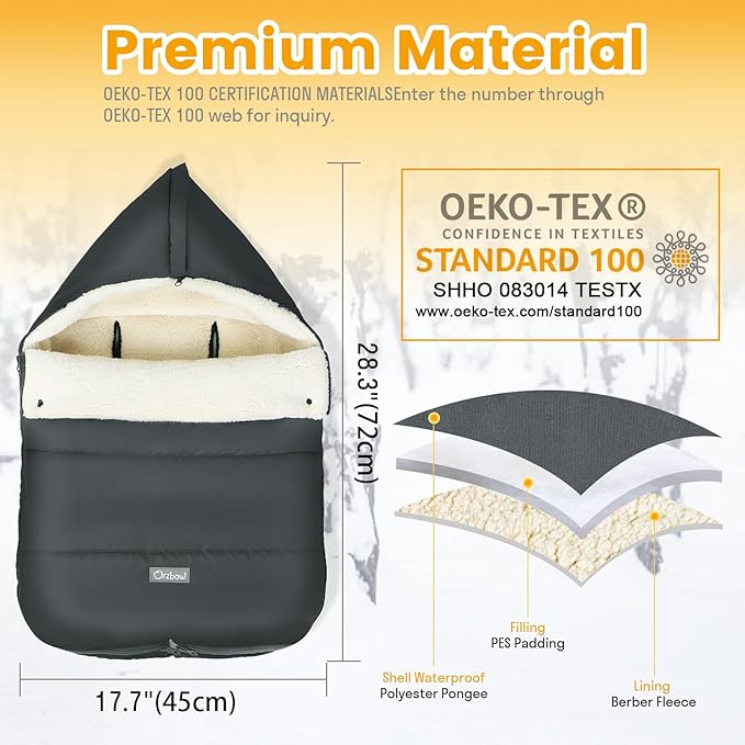 Ivywind Winter Car Seat Cover Baby, Universal Car Seat Footmuff with Convertible Hood for Cold Weather, Removable Carseat Waterproof Covers for Infant Boy&Girl, Machine Washable, Dark Gray
