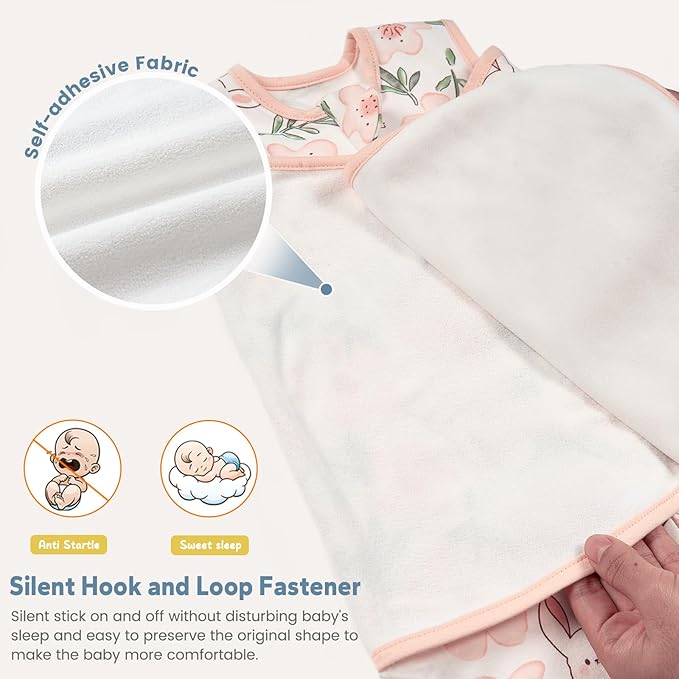 ZIGJOY Baby Swaddle Sleep Sack, 1.0 TOG Sleep Sack Swaddles for Newborns & infant 6-12 Months 100% Cotton Baby Wearable Blanket for Newborn Registry Essentials Green&Rabbit Flower
