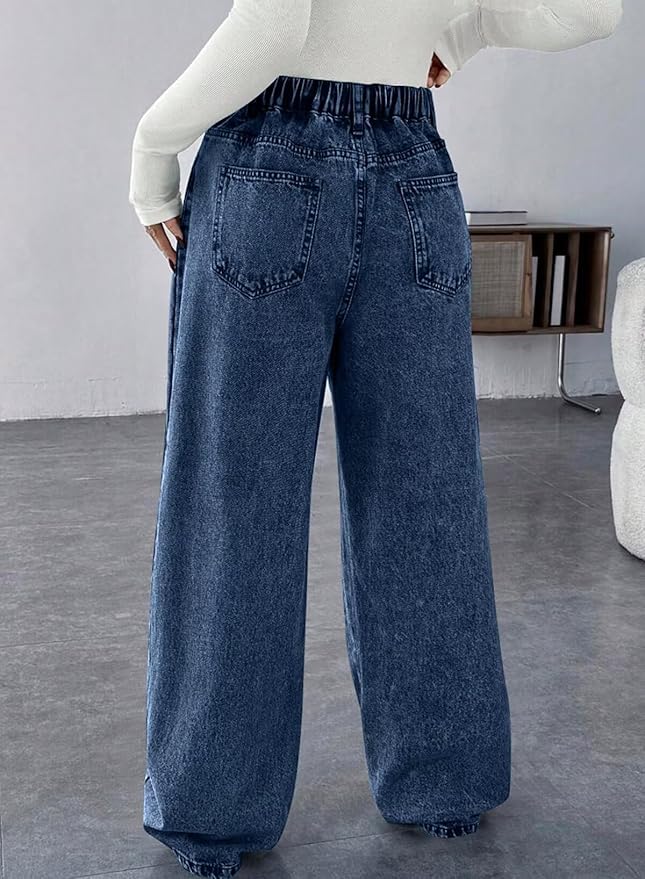 BLENCOT Maternity Jeans for Women High Waist Straight Leg Pregnancy Denim Pants with Pockets